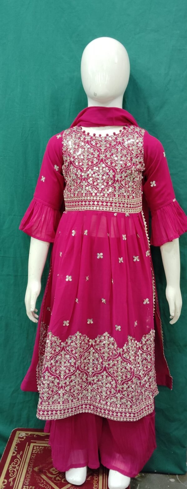 Girls Naira Cut Sequence WOrk Chiffon Fabric