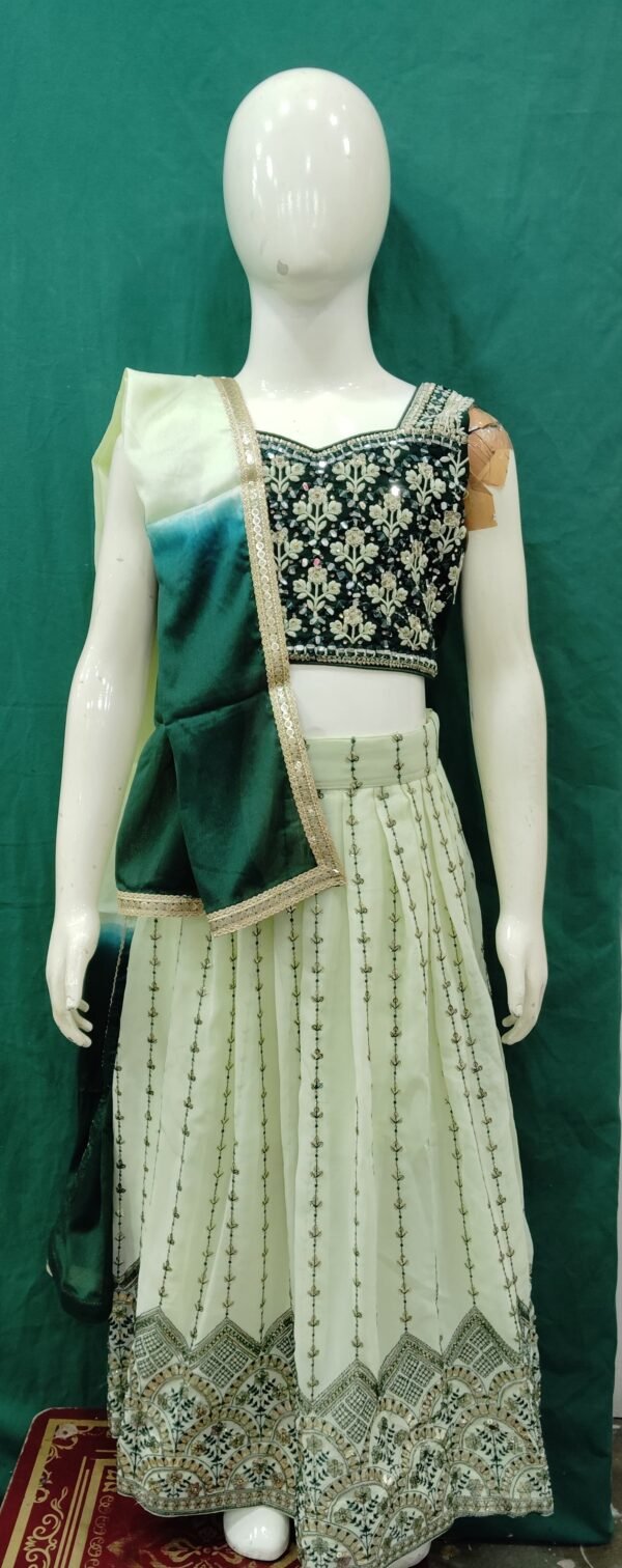 Girls LehengA Sequences Work Choli Real Mirror Work Chiffon Fabric