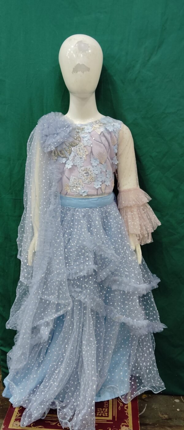 Girls Lehenga Sparkle Work Soft Net Fabric