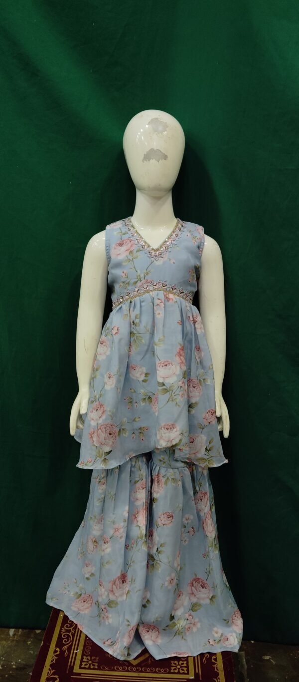 Girls Sharara Alia Cut Organza Fabric