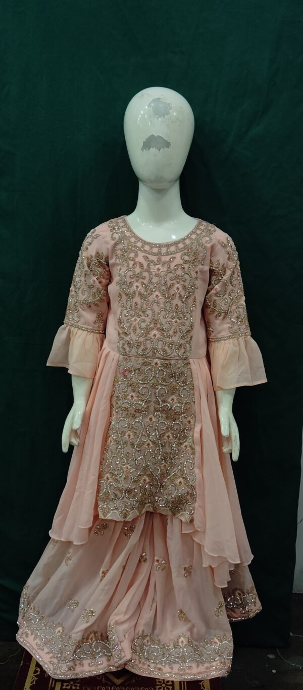 Girls Sharara DiamonD Work Chiffon Fabric