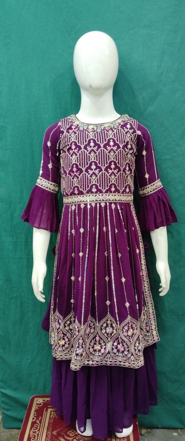 Girls Naira SequencE WorK chiffon FabrIc