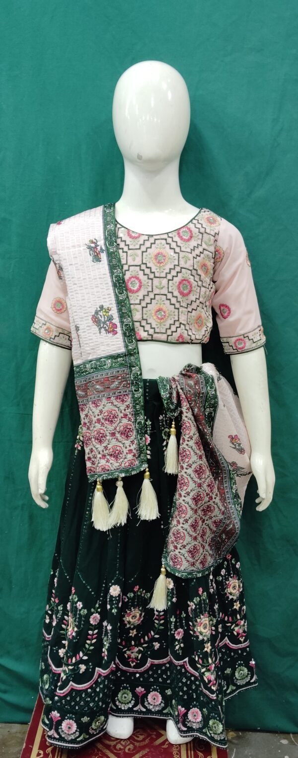 Girls Lehenga Sequence Work Chiffon Fabric Heavy Dupatta