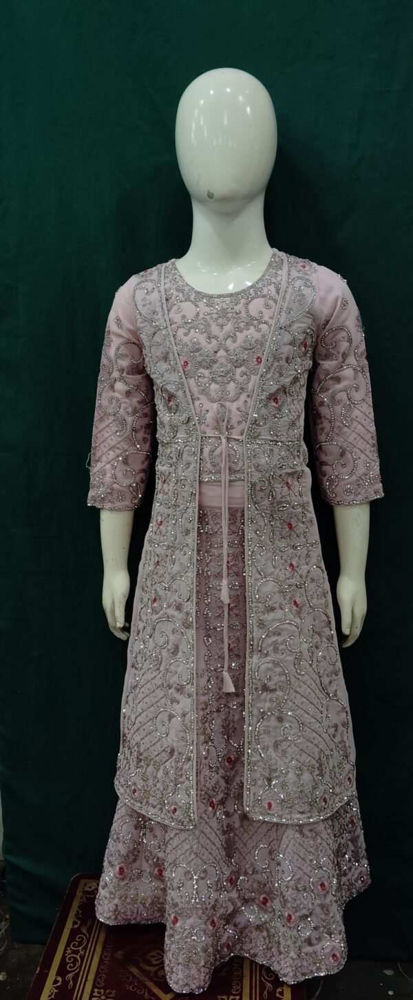 Girls Lehenga Diamond Work Long Shrug Chiffon Fabric
