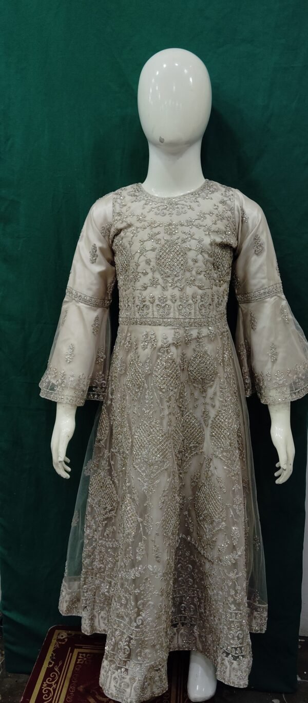 Girls One Piece Gown Heavy Diamond Work Soft Net Fabric