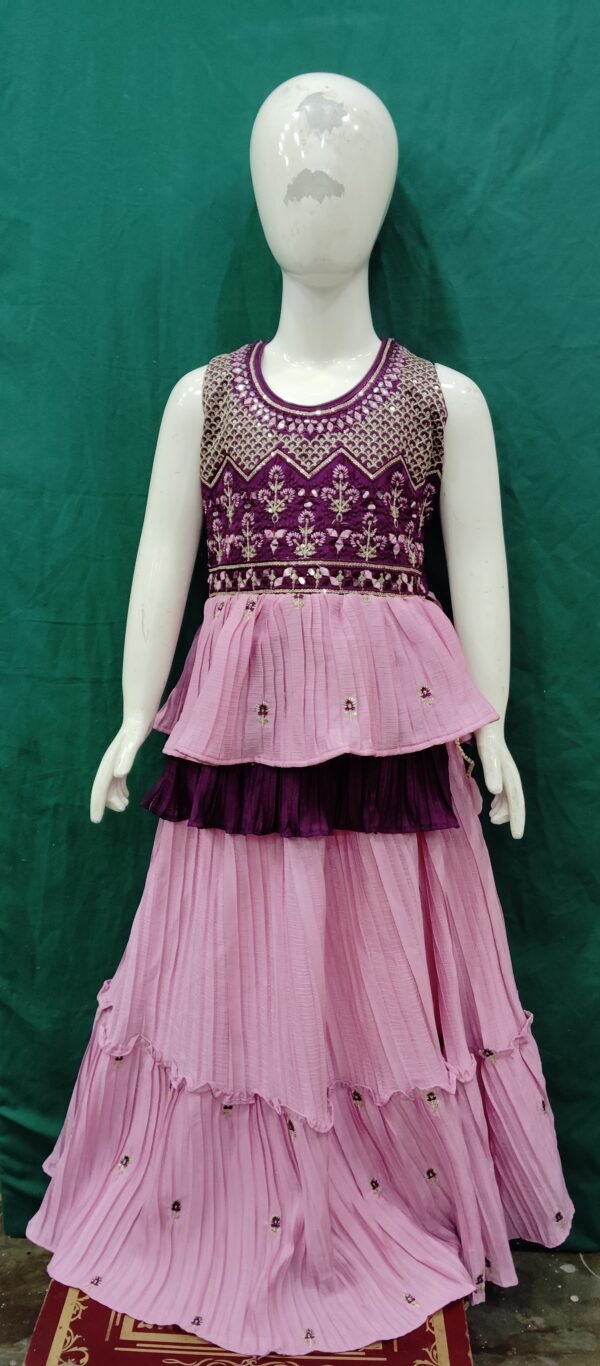 Girls Lehenga Peplum Style Butter Chinon Fabric