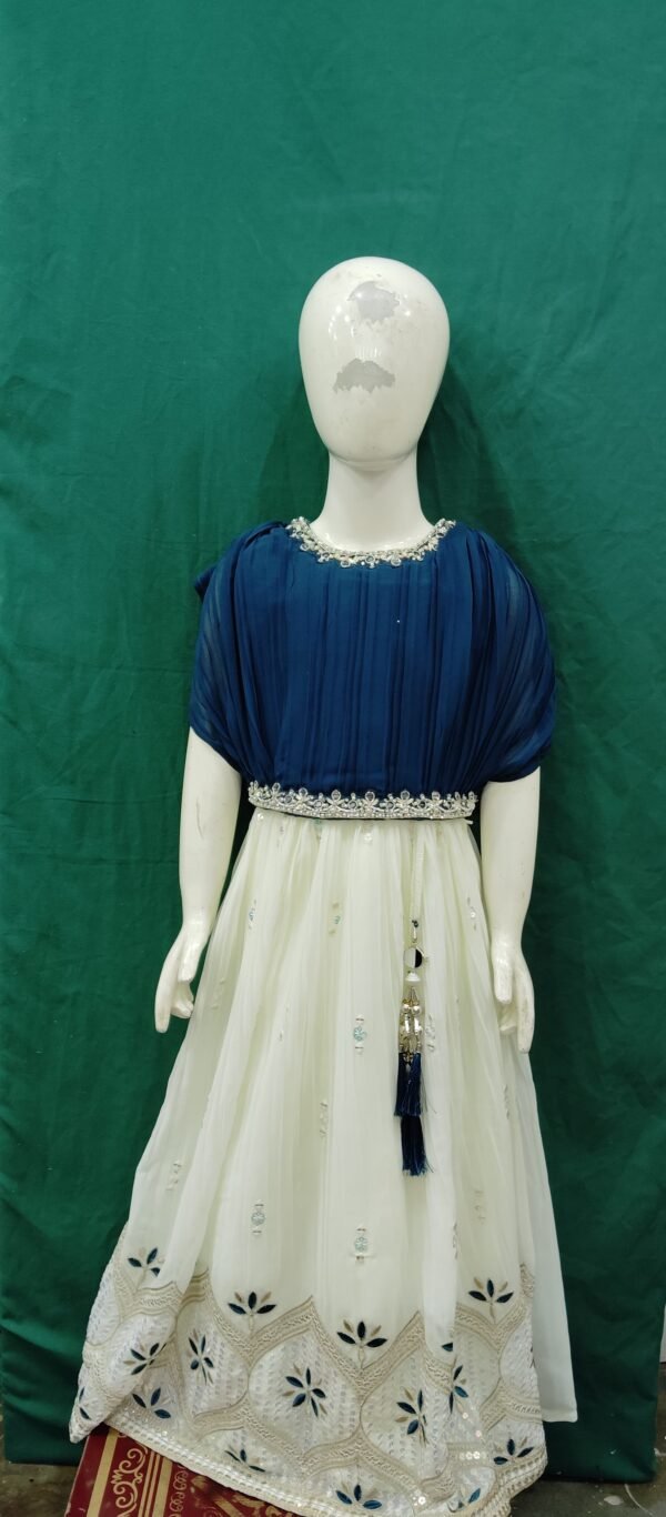 Girls Lehenga Kaptan Style Heavy Border Chiffon Fabric