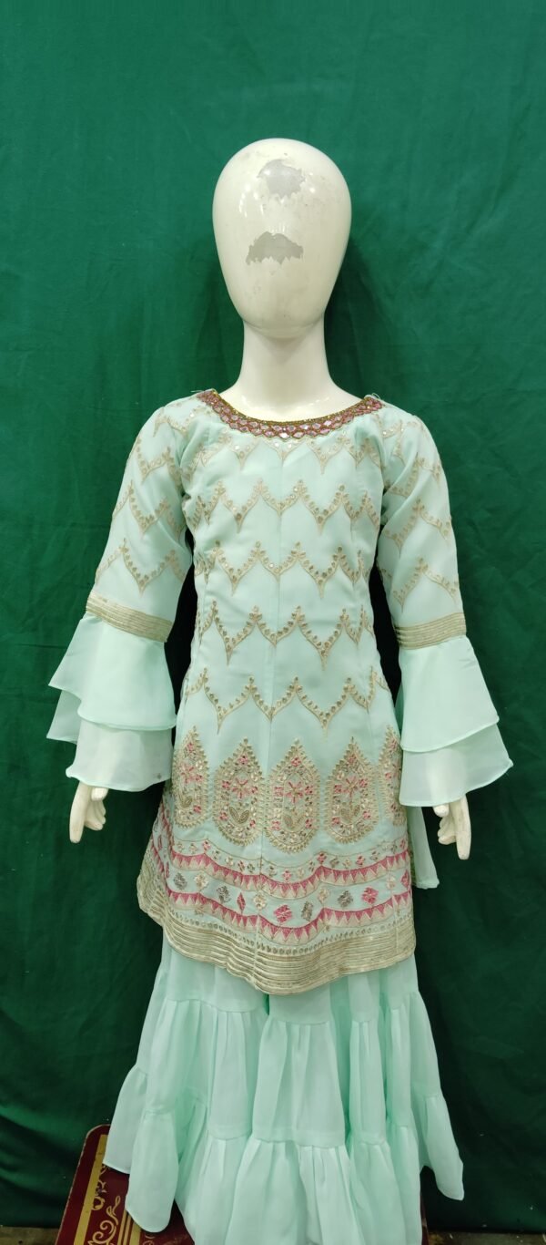 Girls Sharara Embroidery WoRk ChiffoN Fabrics