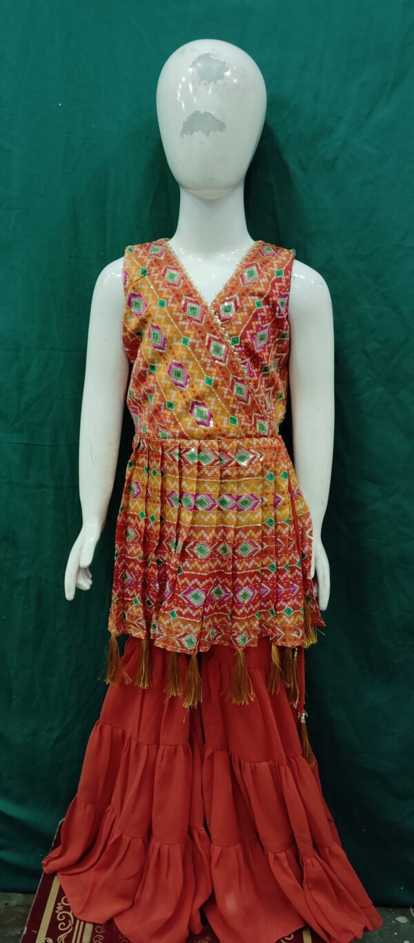 Girls Sharara Microsequence Work Chiffon Fabric