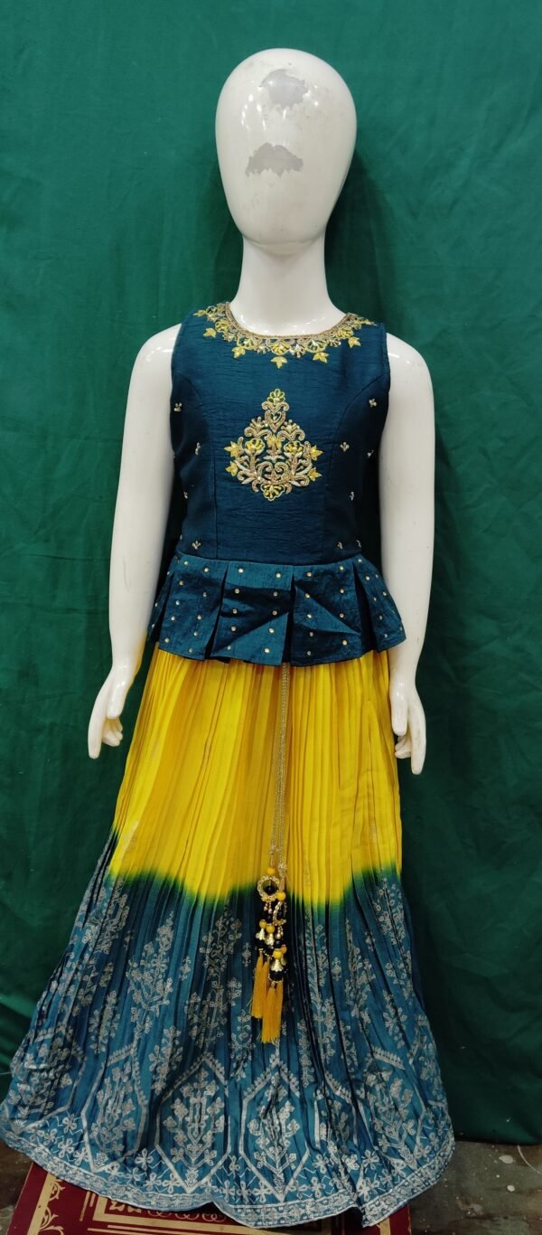 Girls Lehenga Peplom Style Butter Chinon Fabirc