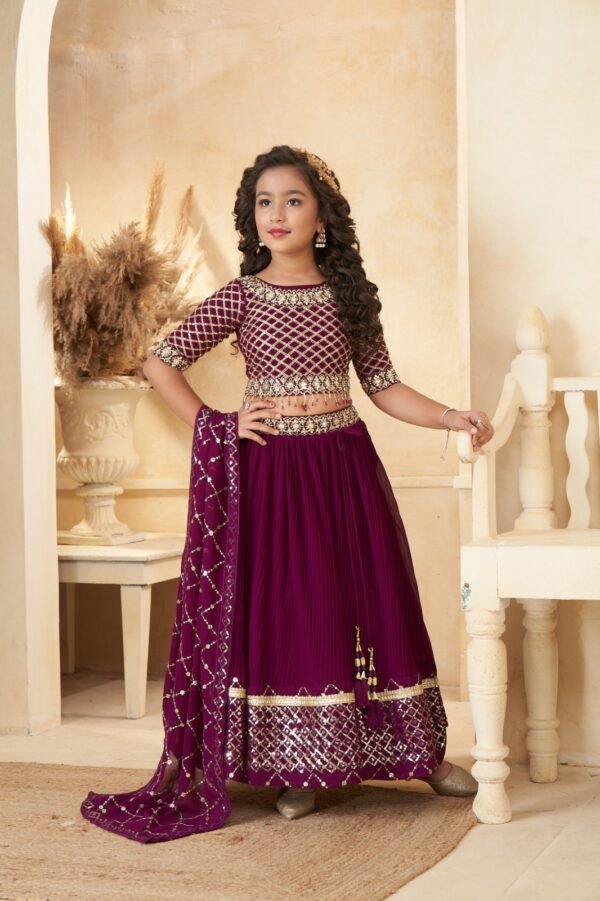 Girls Lehenga Kar Dana Hand WOrk Georgette Fabric