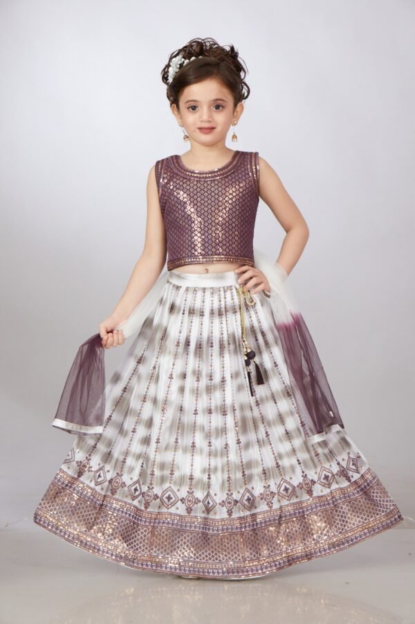 Girls Lehenga Sequence War Tie And Dye Print