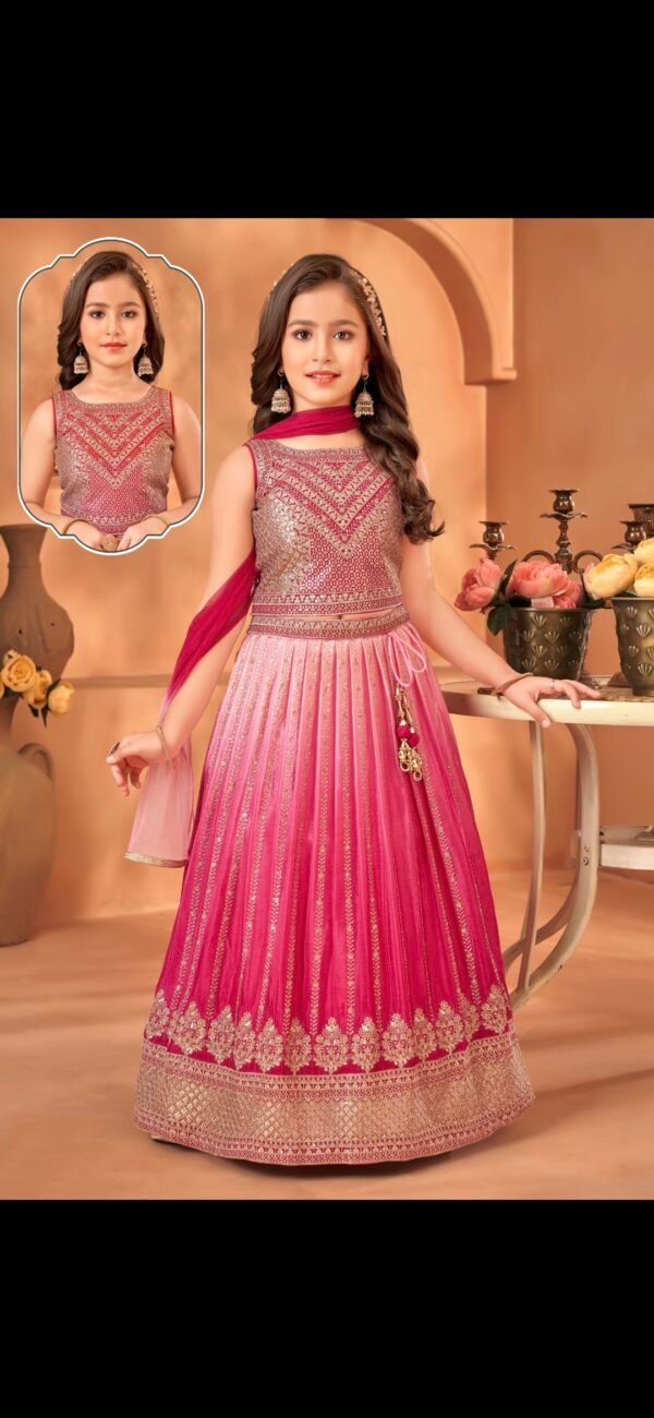Girls Pink Colour Shaded Koti