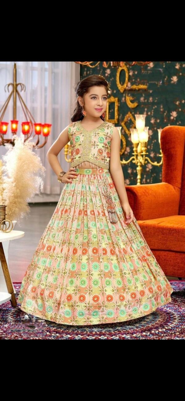 Girl Cream Nd Multi Colour Koti