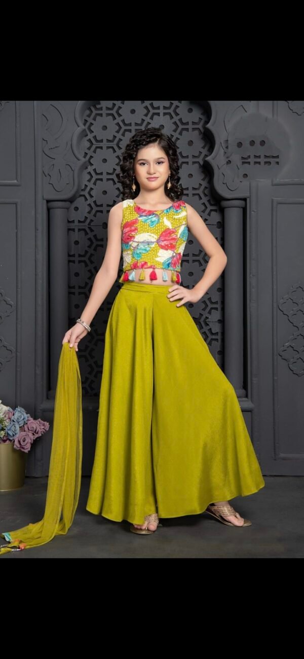 Girl Green Colour Plazo