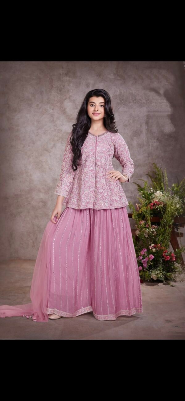 Girls Lite Pink Colour Plazo
