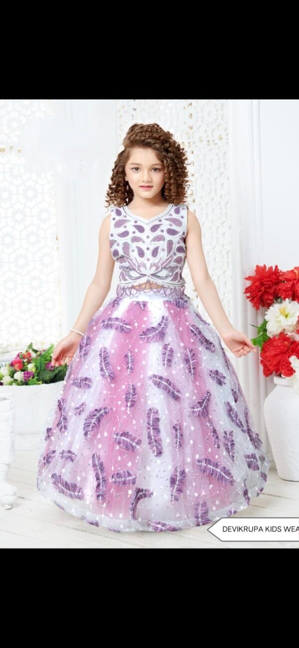 Girl Cream Colour Nd White Colour Frock