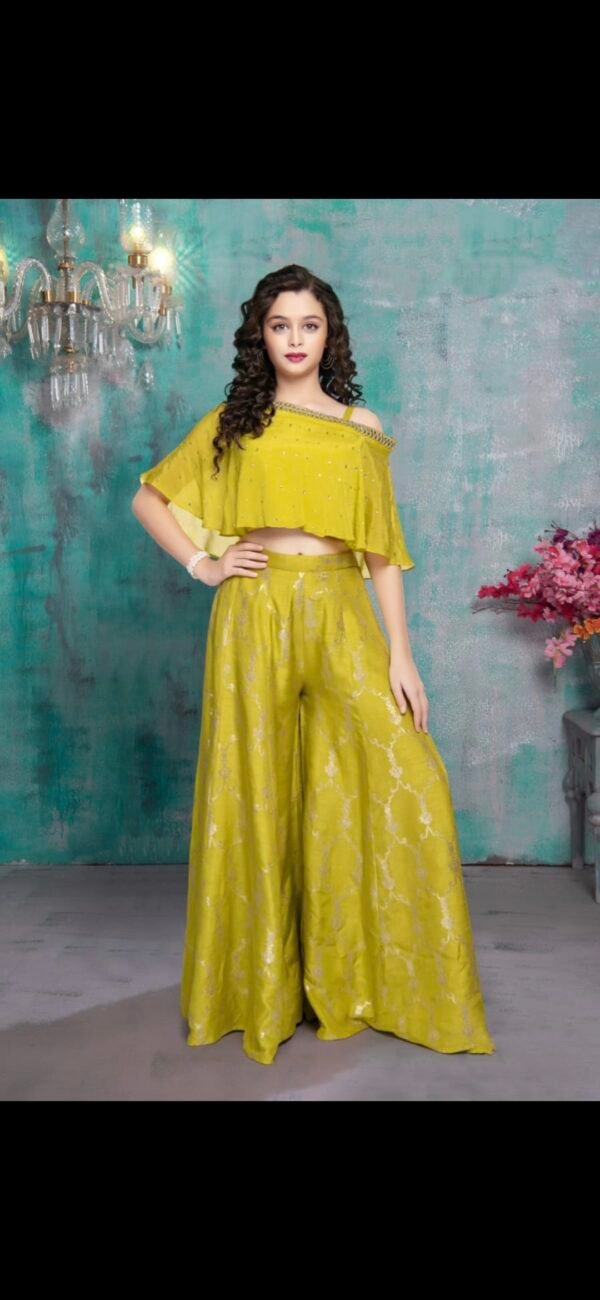 Girls Yellow Colour Top Nd Plazo