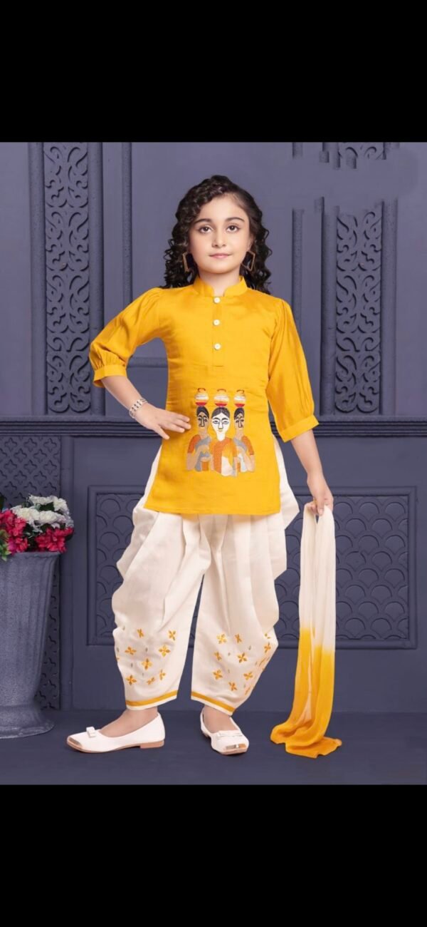 Girl Yellow Colour Patiyala With Dupatta