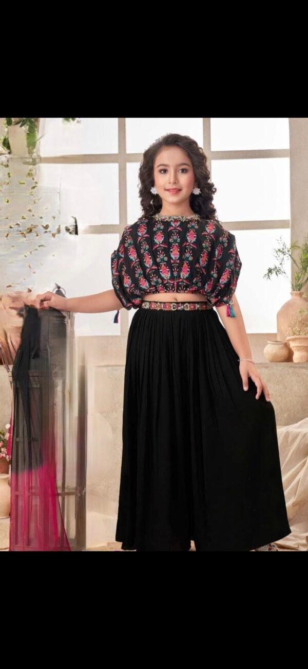 Baby Girl Black Colour Poncho Style Nd Plazo