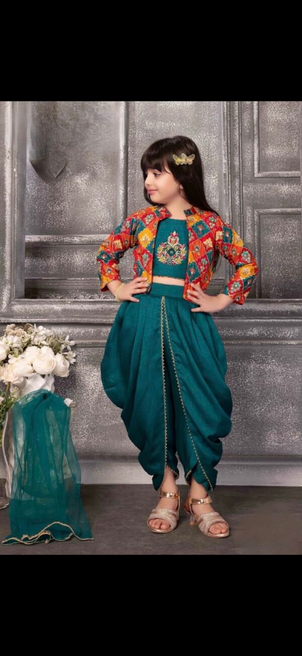 Girls Multi Colour Koti Nd Green Colour Dhoti