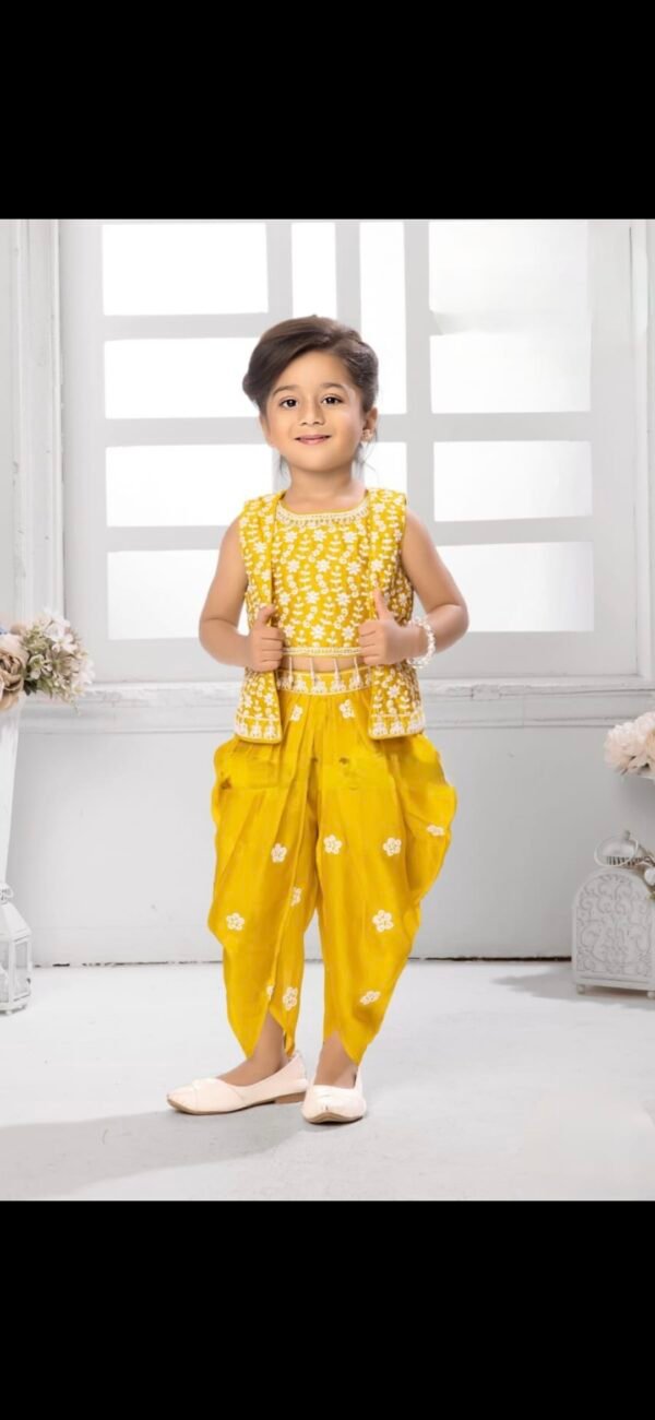 Girls Yellow Colour Koti Nd Dhoti