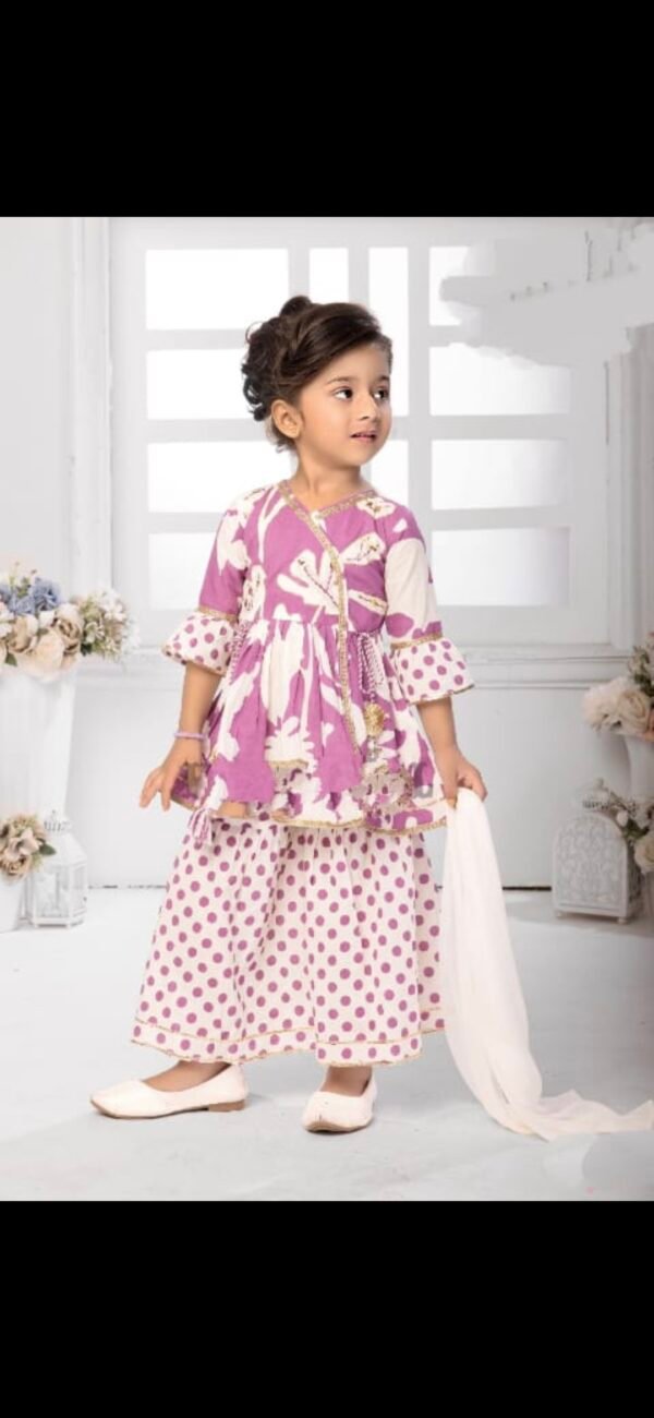 Girls Purple Colour Plazo Nd Top