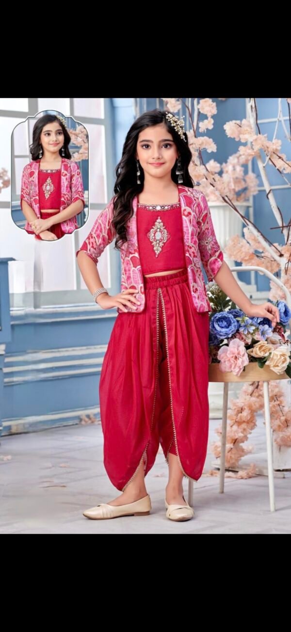 Girl Rani Colour Dhoti Nd Koti