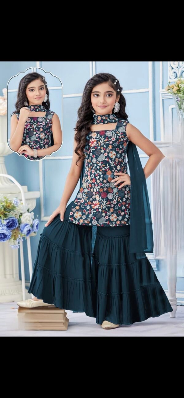 Girls Blue Colour Plazo