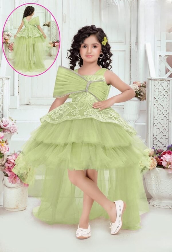 Girls Lite Green Colour Frock