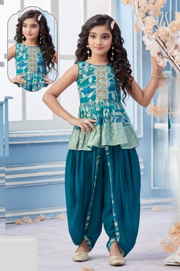 Girls Blue Colour Dhoti