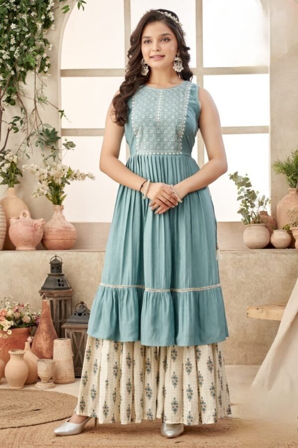 Girls Firozi KurtiNd Plazo