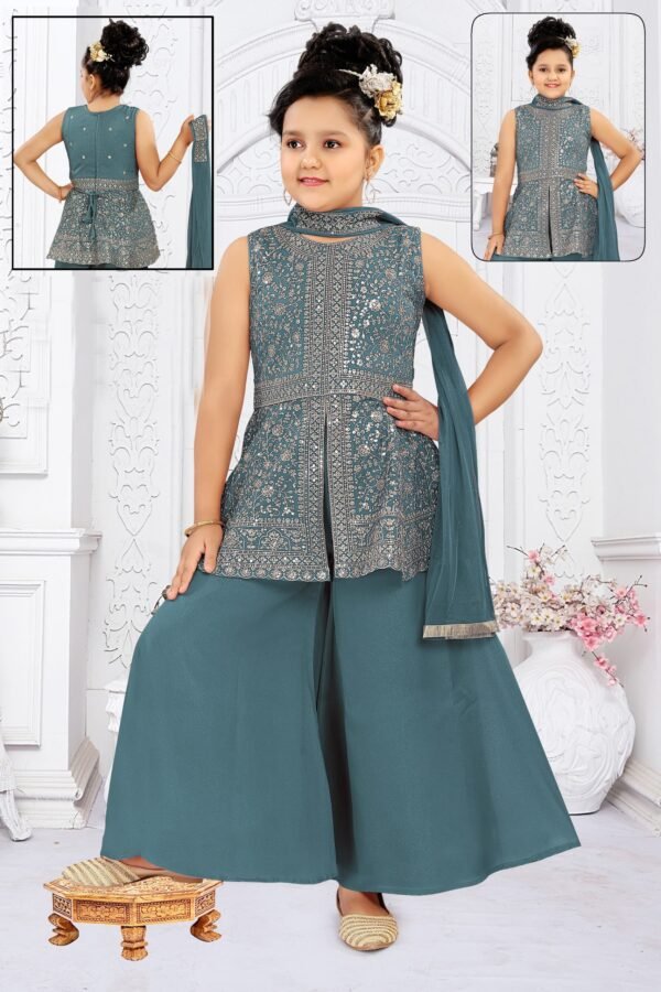 Girls Silver Colour Plazo