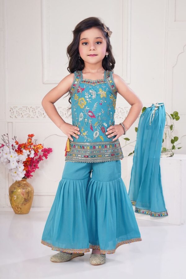 Girls Blue Colour Gharara