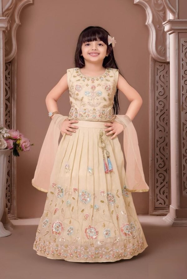 Girls Cream Colour Koti Nd Work