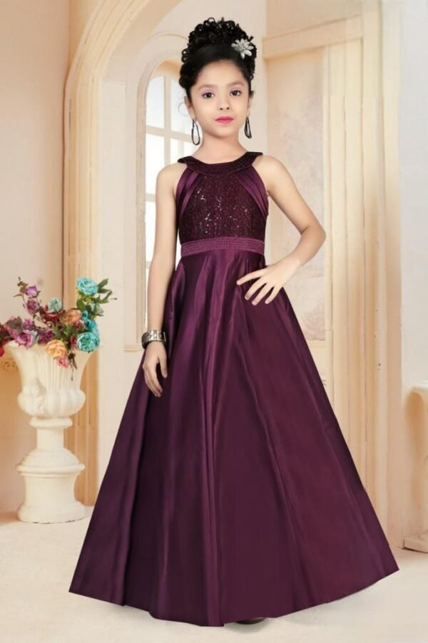 Girls Wine Colour Gown