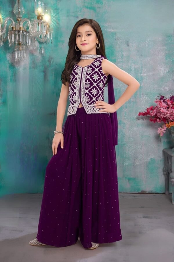 Girls Wine Colour Plazo