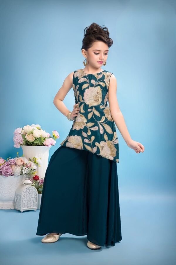Girls Green Colour Plazo