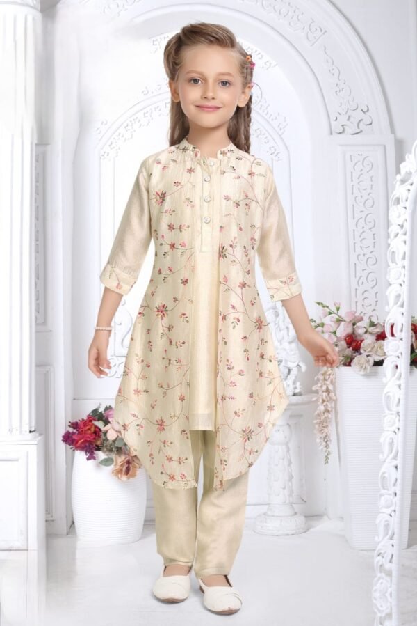 Girls White Colour Cord Set