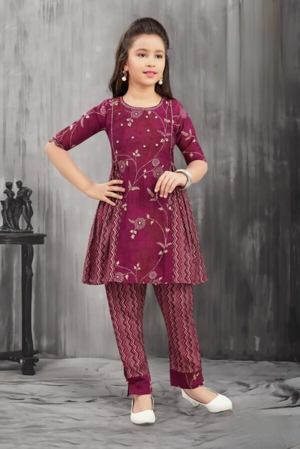 Girls Wine Colour Kurti