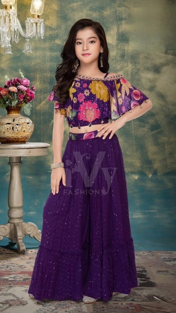 Girls Purple Colour Plazo