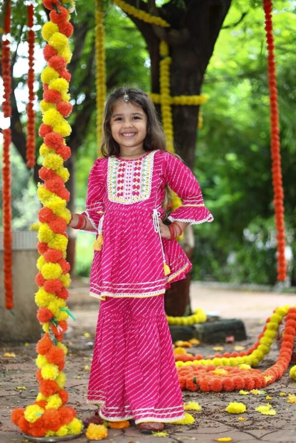 Girls Pink Colour Cotton Plazo
