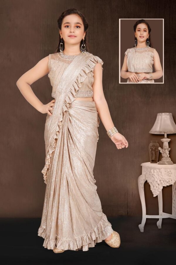 Girls Chiku Colour Sadi