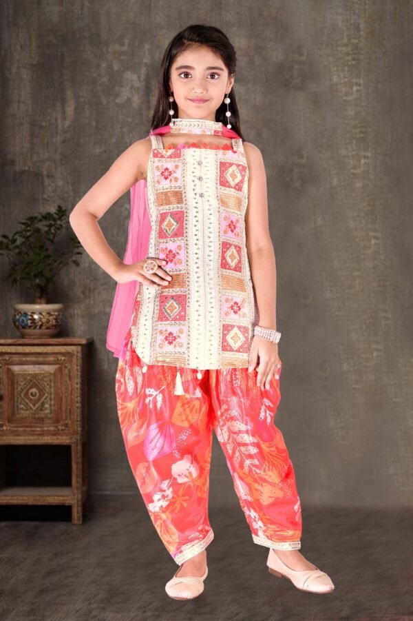 Girls Orange Colour Dhoti