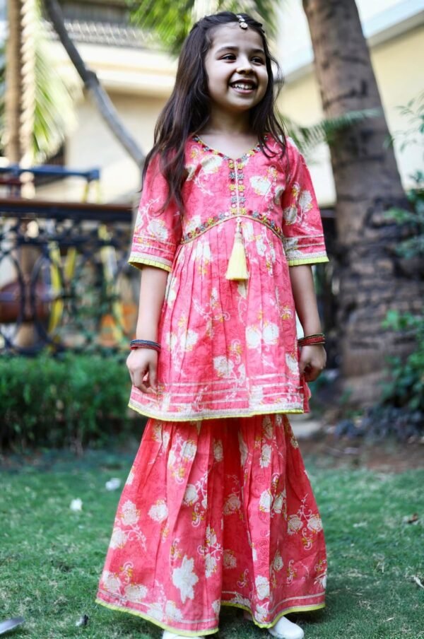 Girls Cotton Orange Colour Sharara