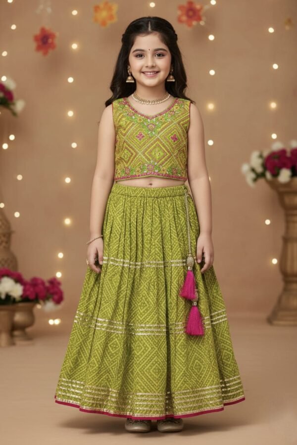 Girls Cotton Green Colour