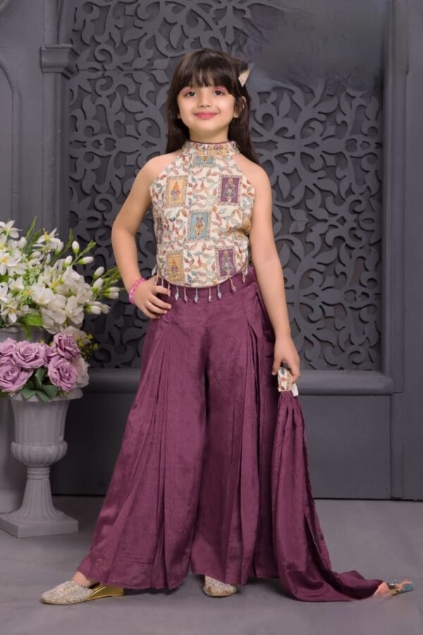 Girls Magenta Colour Plazo