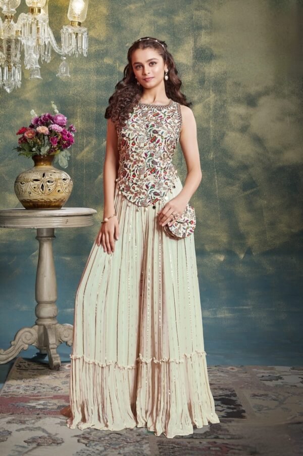 Girls Cream Colour Plazo