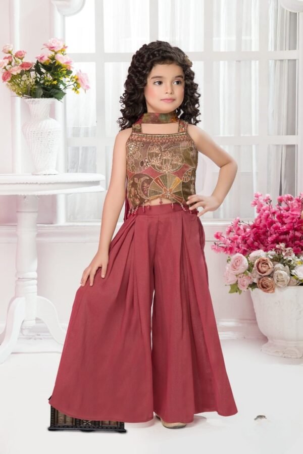 Girls Green Colour Plazo