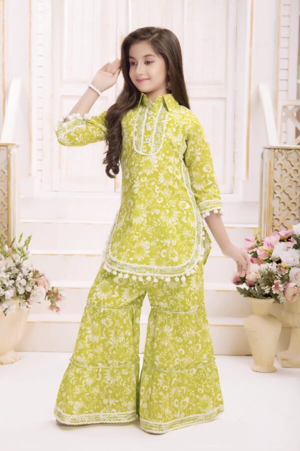 Girls Green Colour Gharara